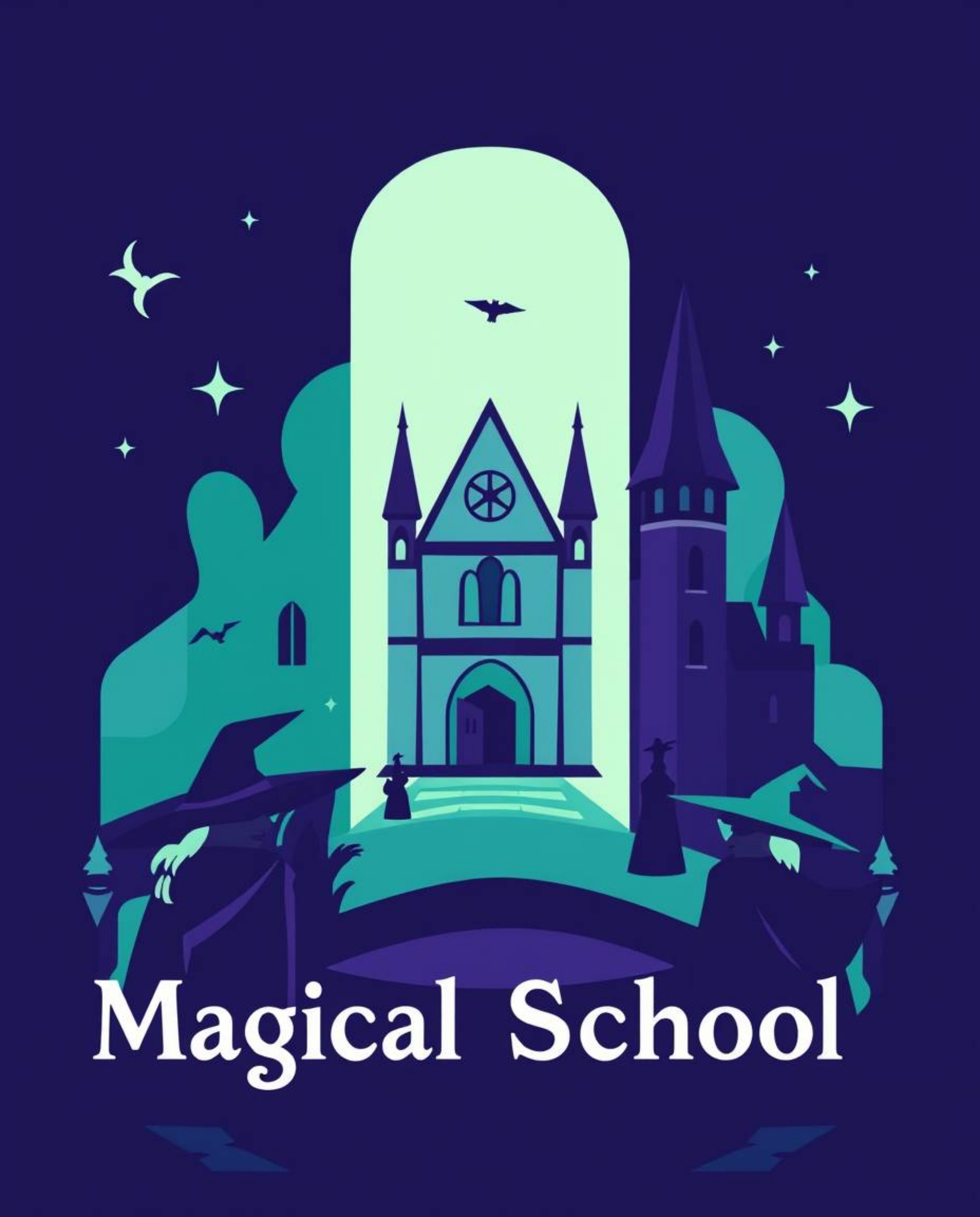 Discover a captivating magical school brimming with young wizards.  Its cool-toned logo, featuring balanced geometric shapes 
