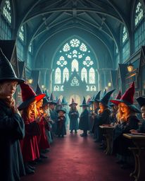 Explore a stunning high-resolution stock photo of a magical school brimming with young wizards. This professionally crafted i