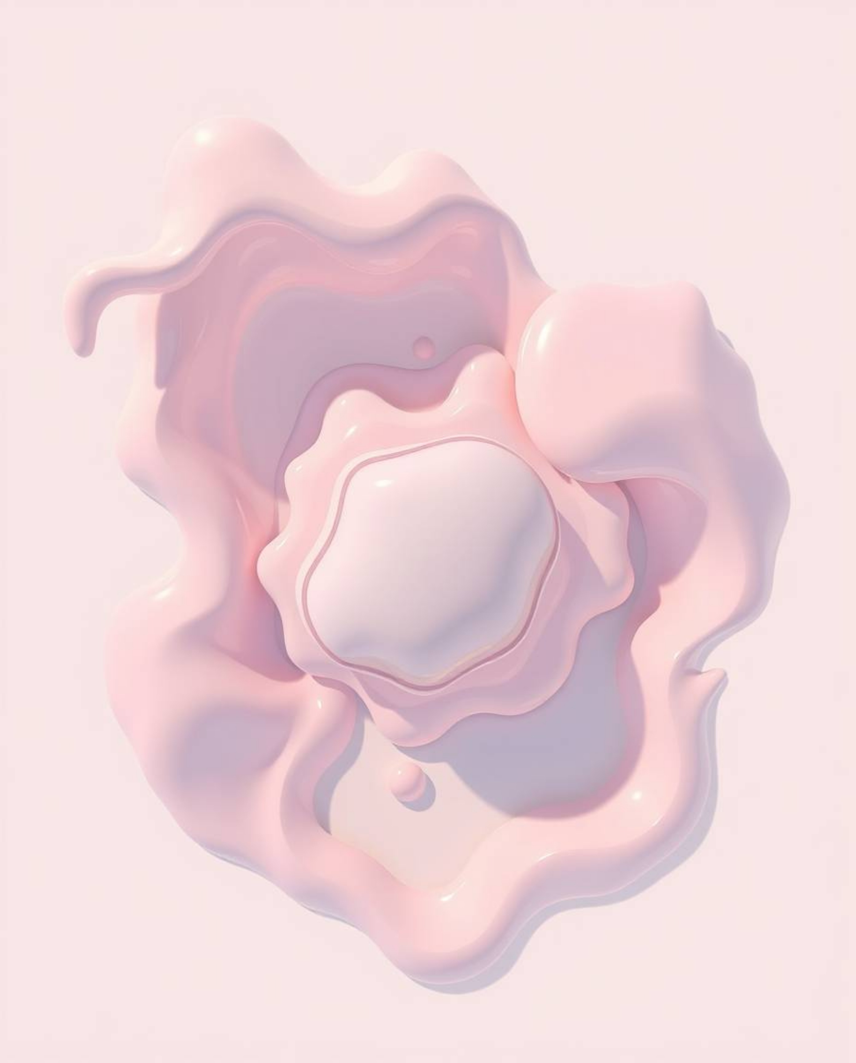 This artwork features an overhead, bird's-eye view illustration in an Isekai anime style, showcasing abstract 3D liquid forms
