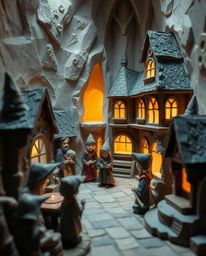 Explore a whimsical magical school brought to life through layered papier-mâché artistry. Illuminated with gentle soft light,