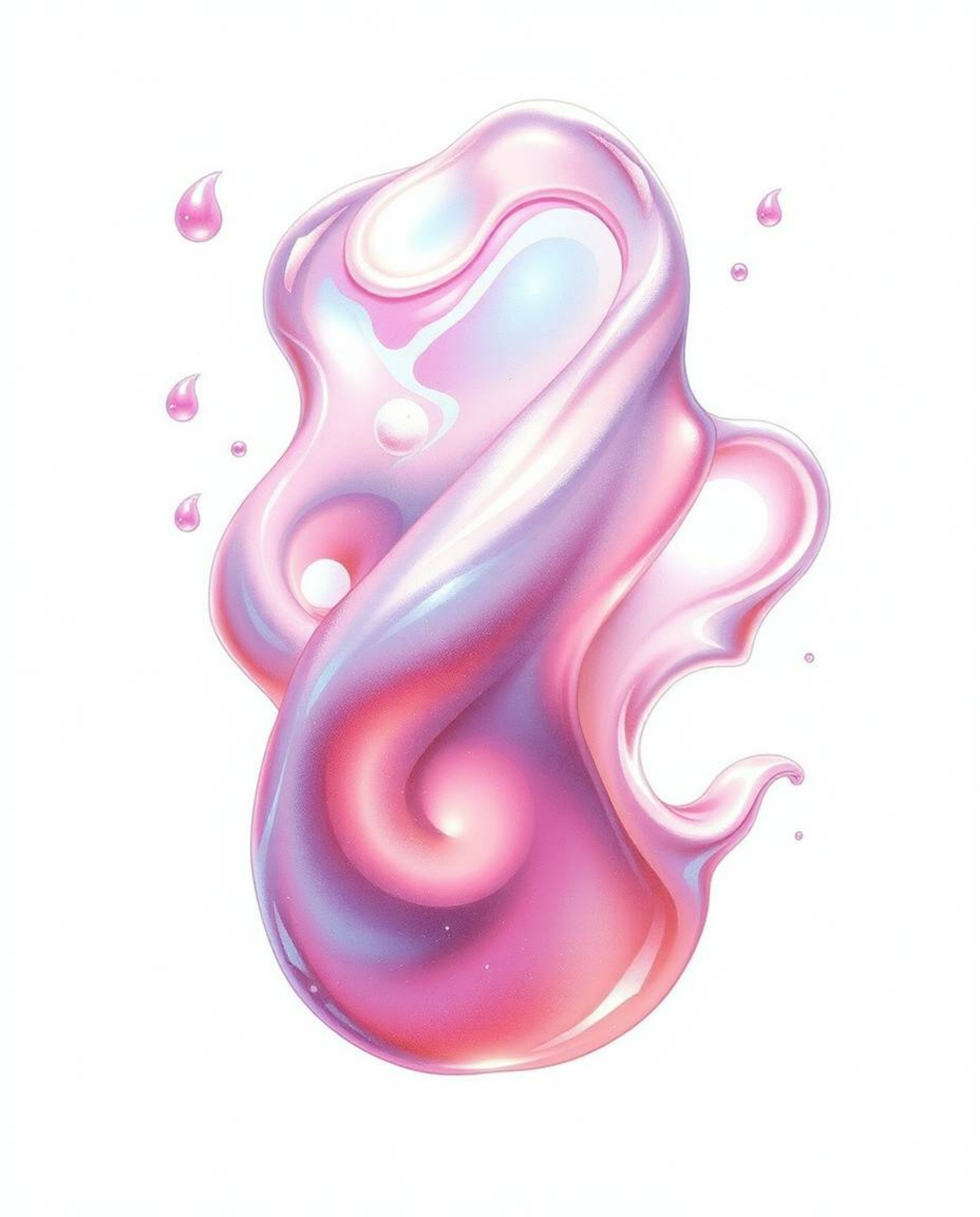 Explore an ethereal realm with this hand-drawn color sketchnote featuring smooth, metallic fluid shapes gracefully floating i