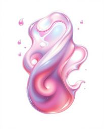 Explore an ethereal realm with this hand-drawn color sketchnote featuring smooth, metallic fluid shapes gracefully floating i
