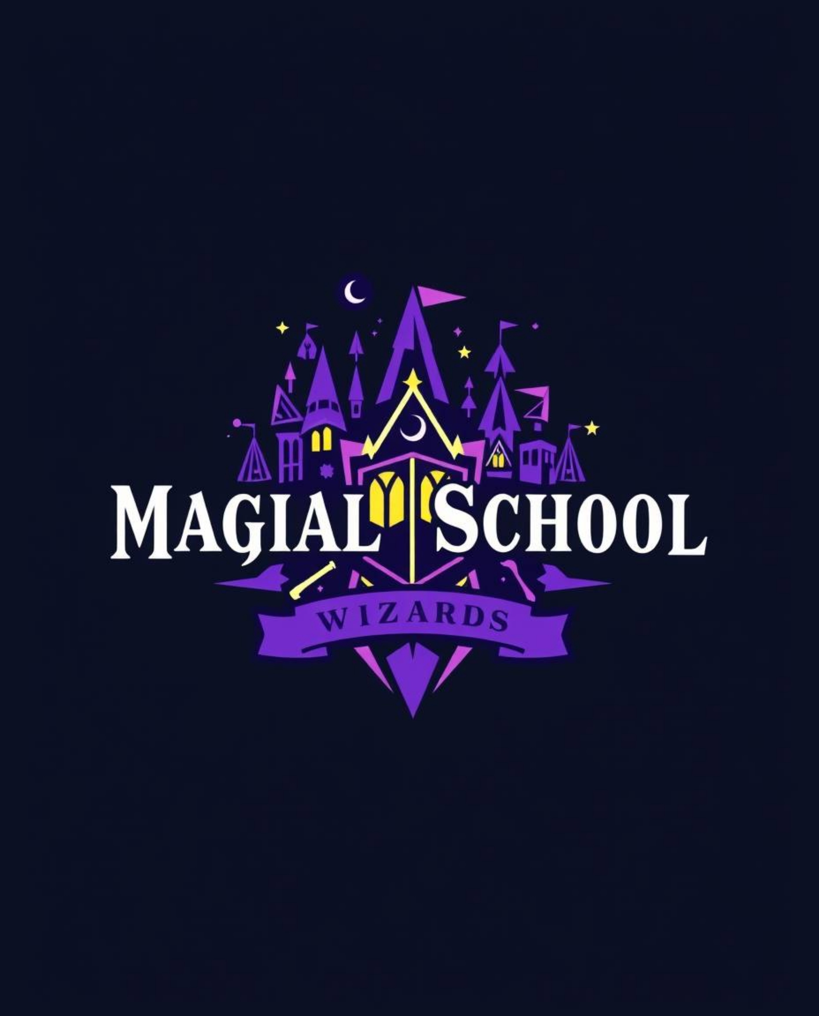 A captivating logo design for a magical school brimming with young wizards.  The design incorporates geometric shapes and cle