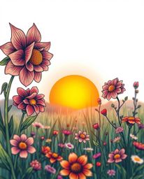 A vibrant, retro-style traditional tattoo art print is enveloped in a soft cinematic haze, depicting a spring sunset over a w