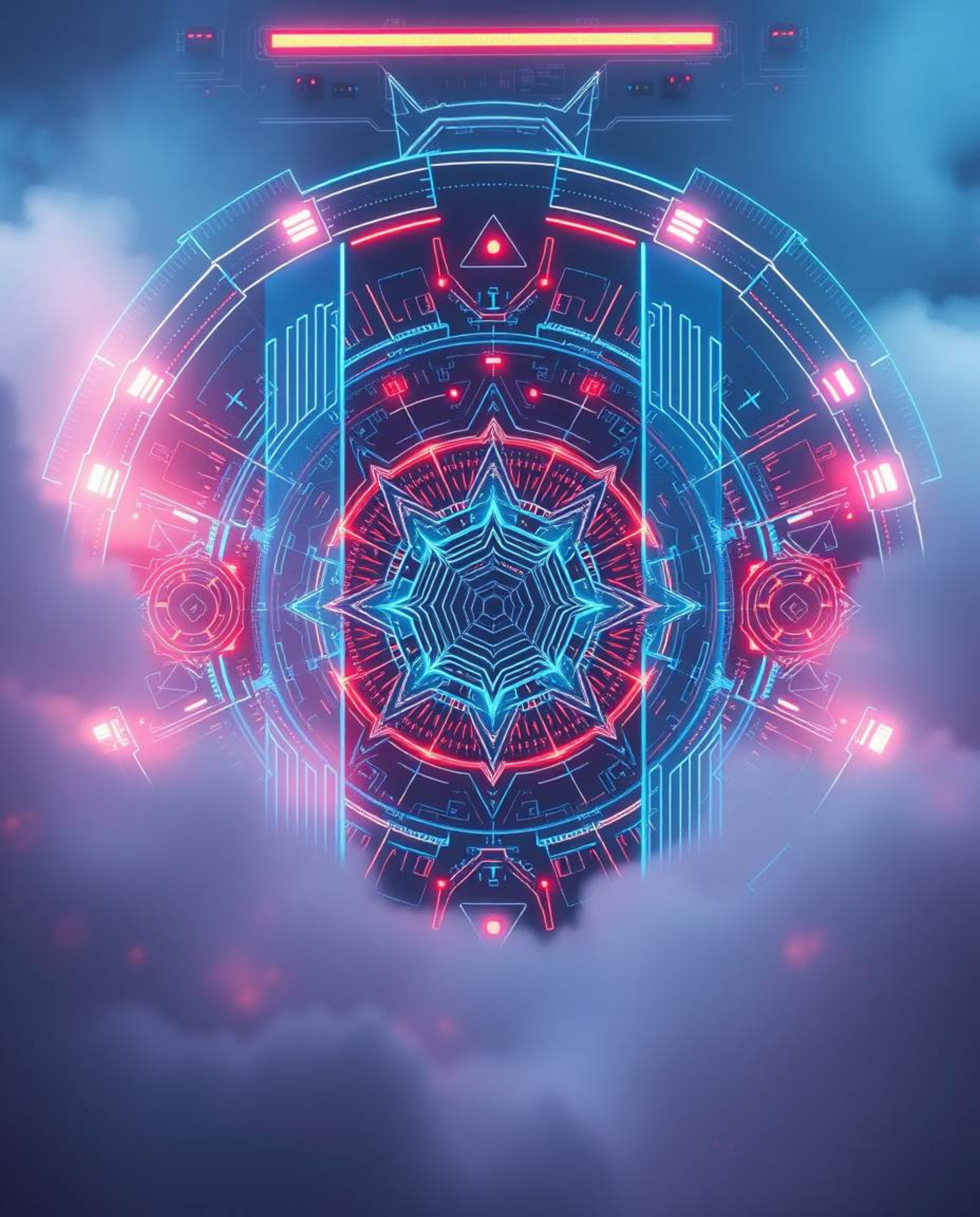 Experience a mesmerizing journey into the future with this captivating digital interface.  Geometric patterns and holographic