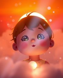 A scene of adorable and charming features is brought to life by volumetric lighting, with visible light beams shining through