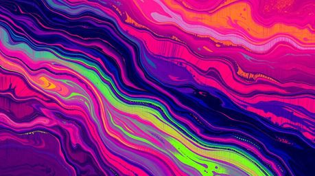 Explore a captivating digital artwork featuring a bold acrylic painting style, highlighting neon gradient textures flowing ac