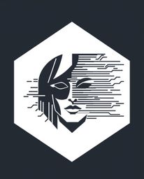 A captivating minimalist logo design showcases a geometric representation of a human face undergoing a digital glitch transfo
