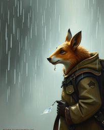 A captivating classic oil painting depicts a heartwarming scene of a hero and their talking animal sidekick embarking on a jo