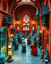 Discover a captivating magical school brimming with young wizards.  This enchanting setting features a stunning contrast of w