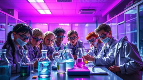 A captivating image showcases a group of quirky kids with diverse skin tones and unique hairstyles, dressed in school uniform