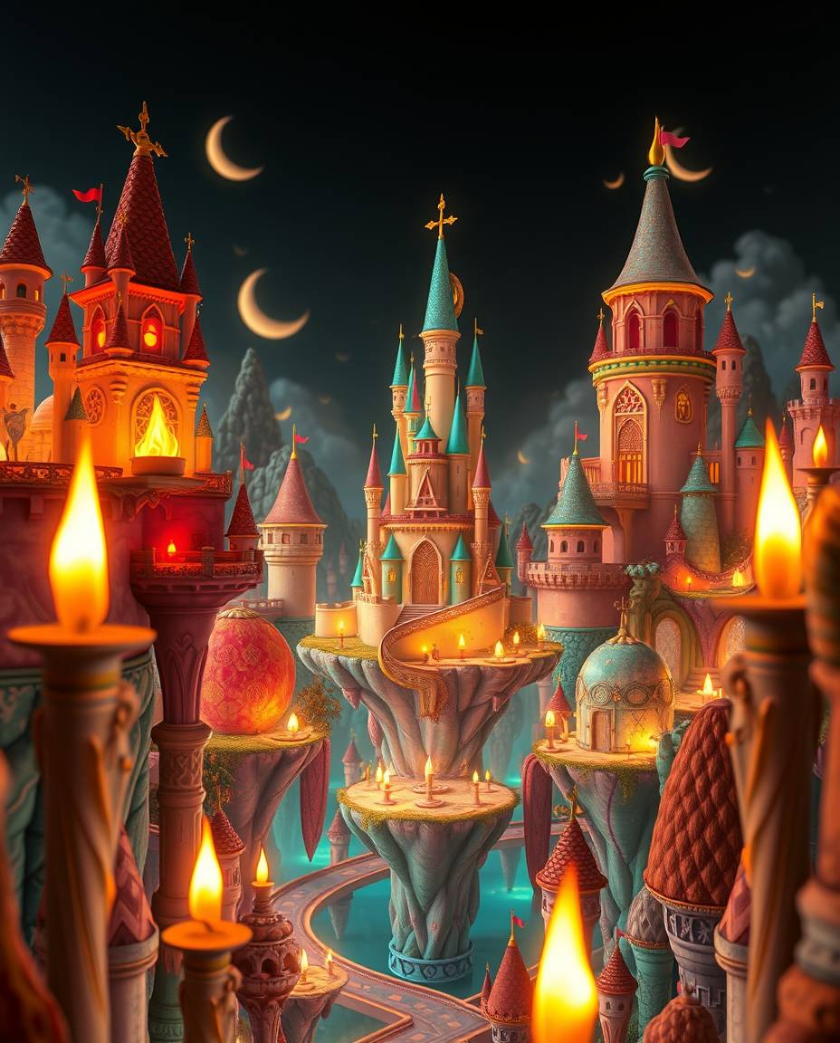 Experience the magic of precise architectural color photography. This stunning image depicts a vibrant kingdom of floating is