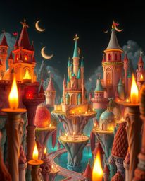 Experience the magic of precise architectural color photography. This stunning image depicts a vibrant kingdom of floating is