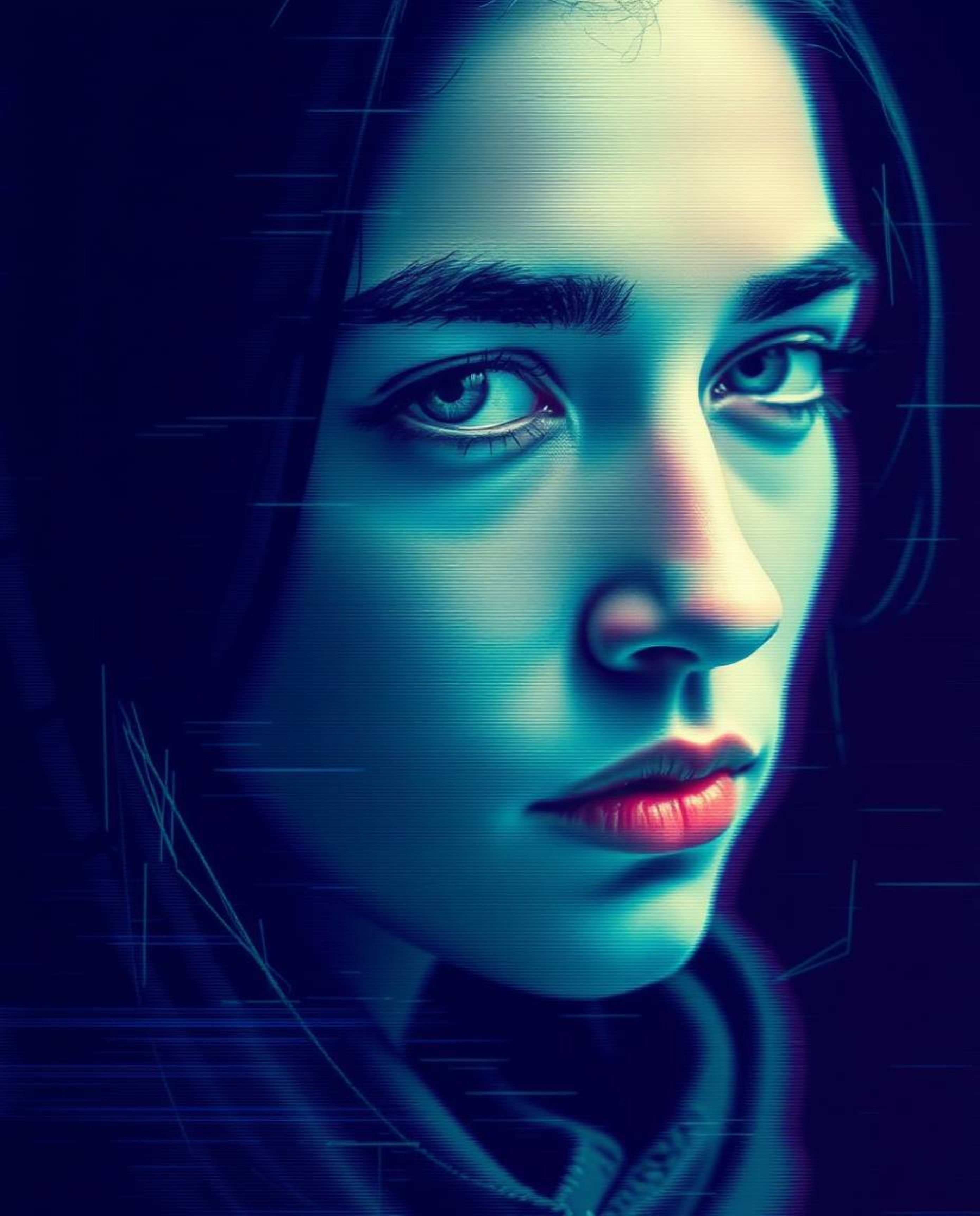 Explore stunning digital glitch art portraits featuring corrupted data aesthetics and pixelated styles. These artworks boast 