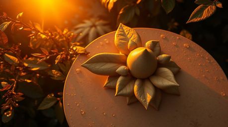 Experience the captivating beauty of sculptural clay art bathed in the warm glow of golden hour sunlight.  This stunning over