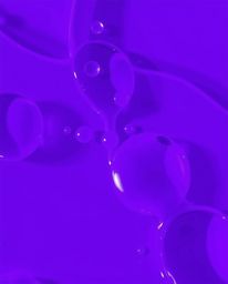 Explore the mesmerizing world of deep ultraviolet hues and extreme macro close-ups, revealing floating 3D blobs of fluid jell