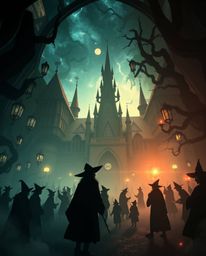 Explore a captivating magical school teeming with young wizards, brought to life with dreamlike surreal imagery and striking 