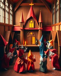 Explore a magical school brought to life with the art of origami, where young wizards learn in an environment of folded paper