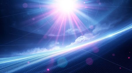 This abstract poster design features a massive-scale, heroic scene created with a stunning gradient mesh pattern.  The modern