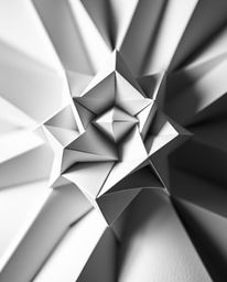 This collection showcases intricate black and white origami photography, featuring geometric optical illusions in a retro sty