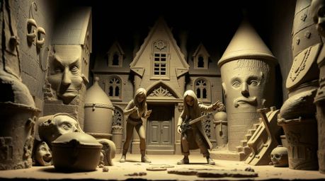 Experience the thrill of teenage mystery solvers in a haunted mansion through stunning sculptural clay art.  The artwork util