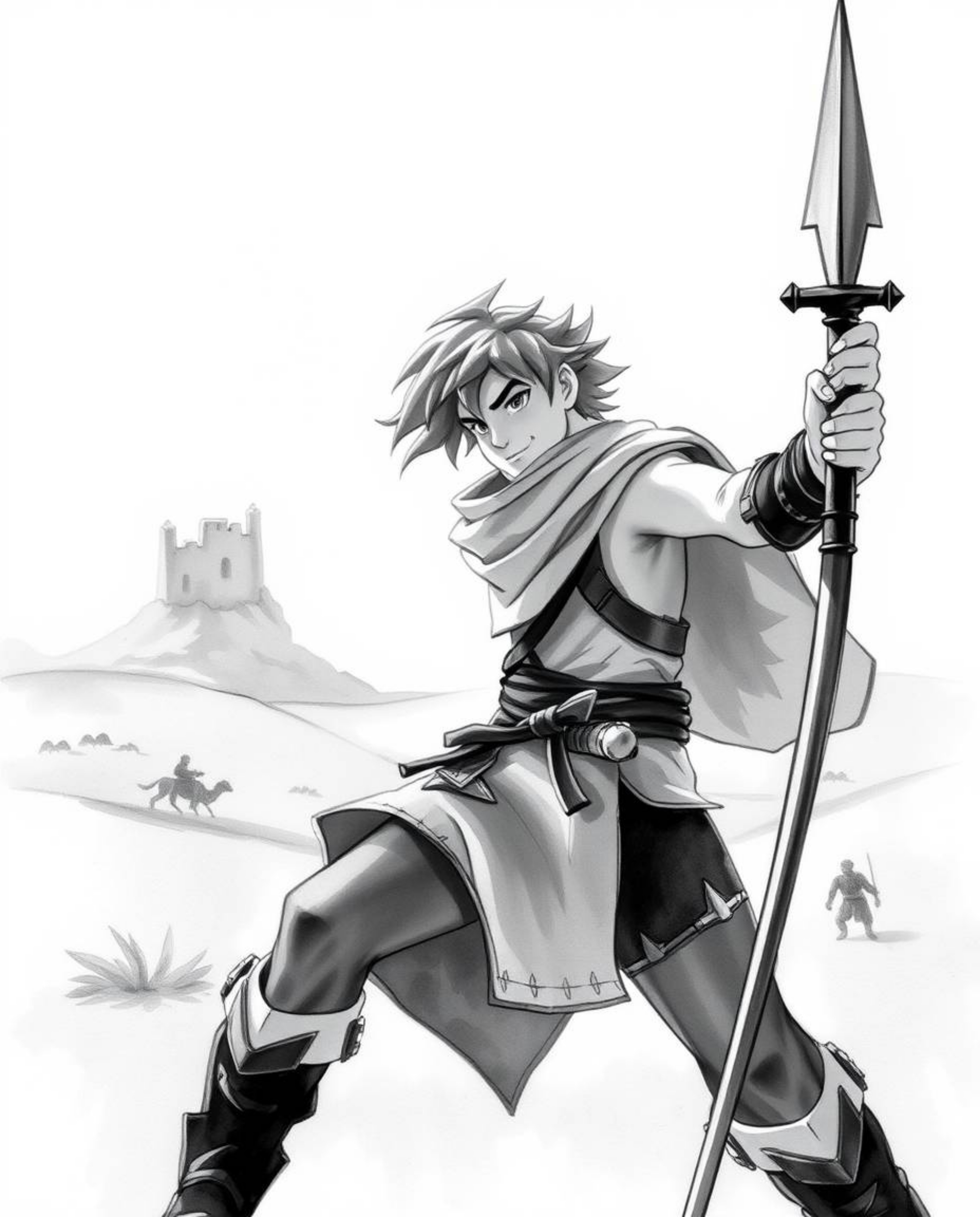 This collection features a brave, Disney-inspired hero embarking on a captivating desert adventure, rendered in a classic bla