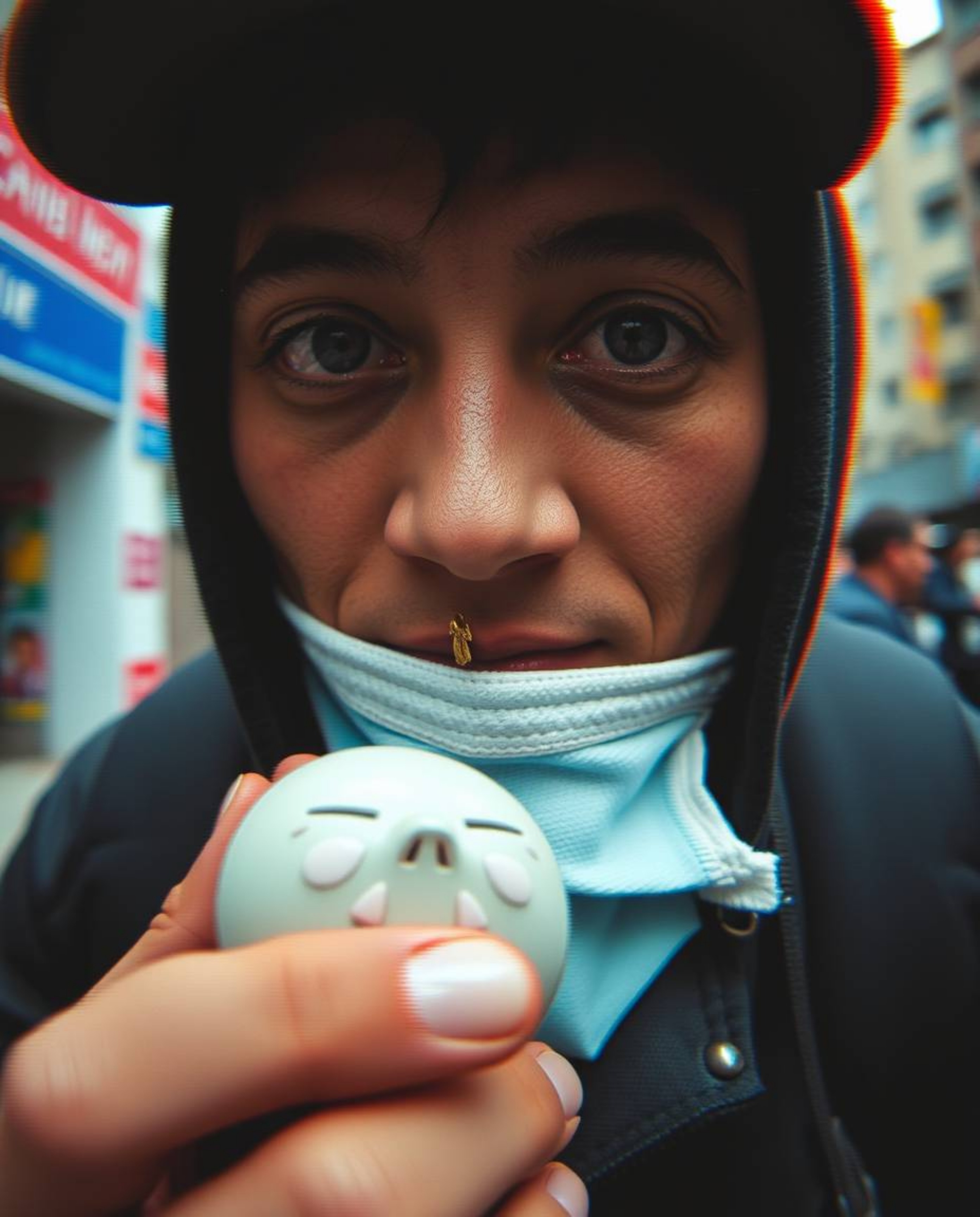 Explore the intersection of candid street photography and extreme macro detail with digital glitch art. This unique style cap