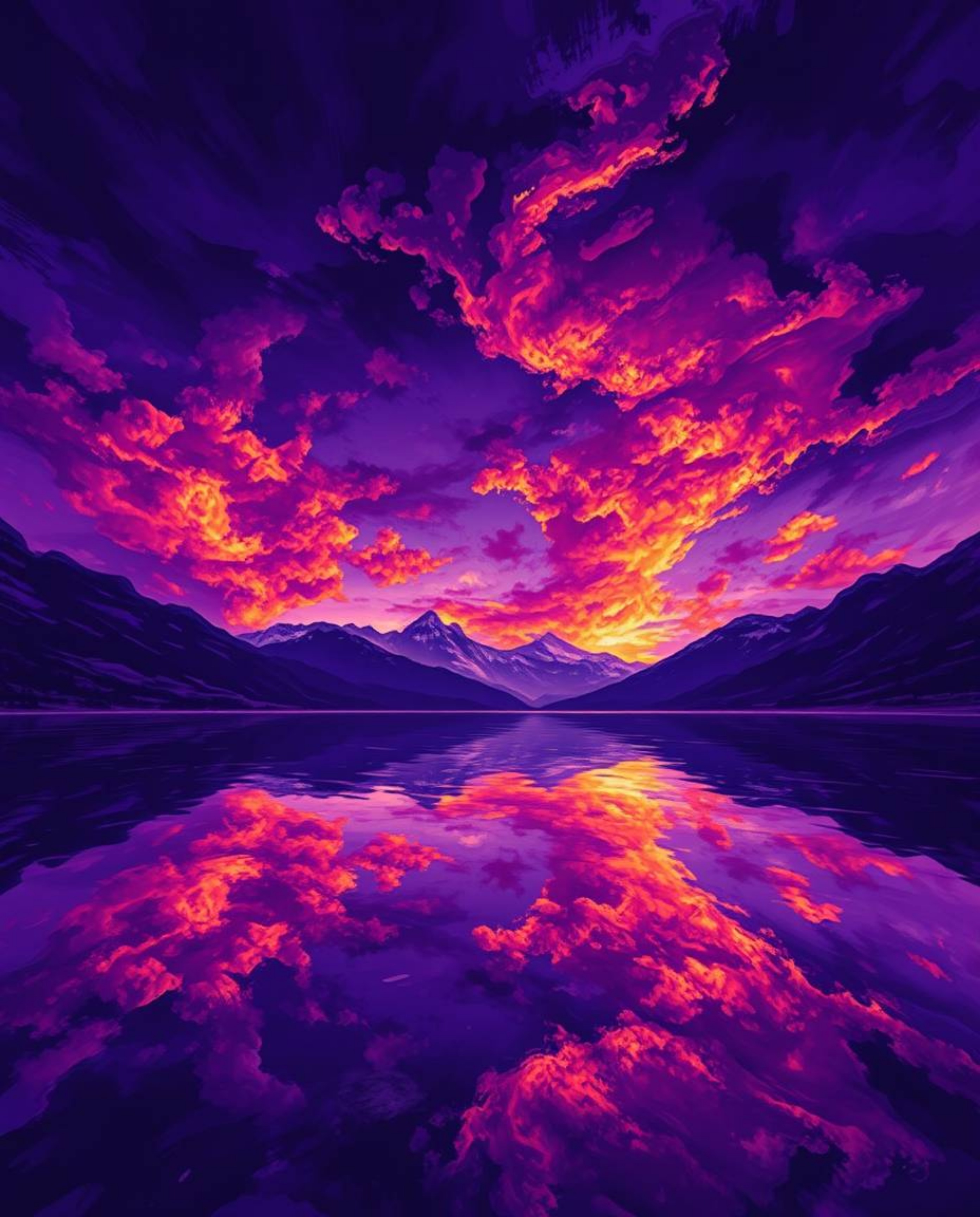 A digital painting created with deep ultraviolet hues, featuring vivid purples and high contrast. This artwork captures the s