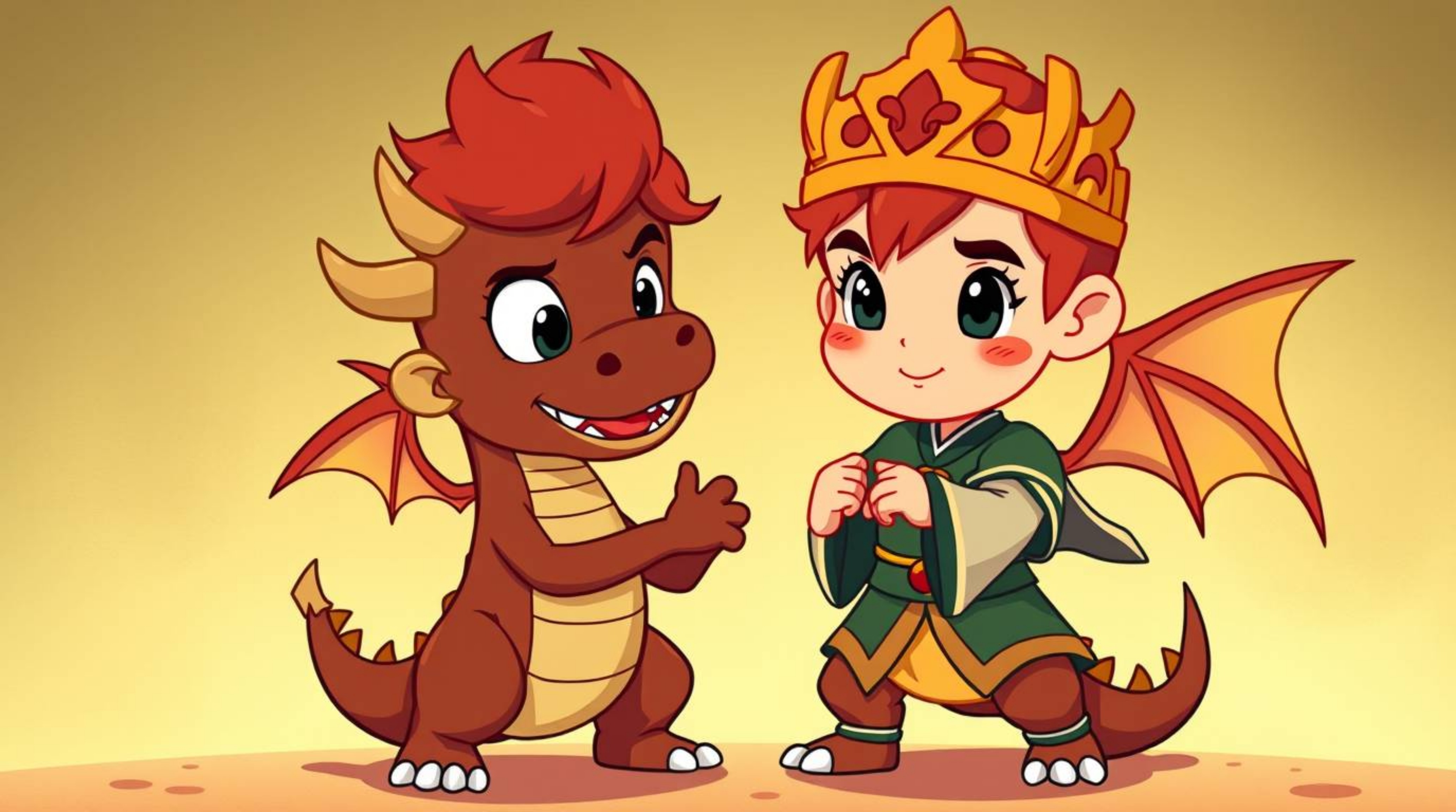 Experience a vibrant and nostalgic journey with a charming prince battling a dragon in the distinctive style of 1950s animati