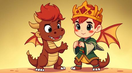 Experience a vibrant and nostalgic journey with a charming prince battling a dragon in the distinctive style of 1950s animati