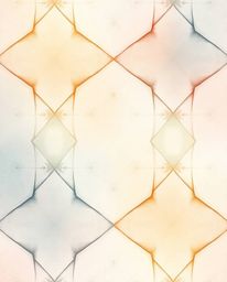 This artwork showcases a delicate watercolor painting of a geometric pattern wallpaper, rendered in soothing pastel gradients