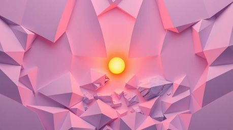Witness a breathtaking, intricate origami-style overhead view of a sunset over icy polar glaciers. This top-down perspective 