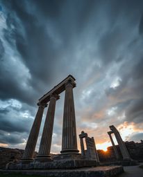 A precise architectural color photograph captures dramatic stormy weather, creating a sense of high tension. Sharp lines deta