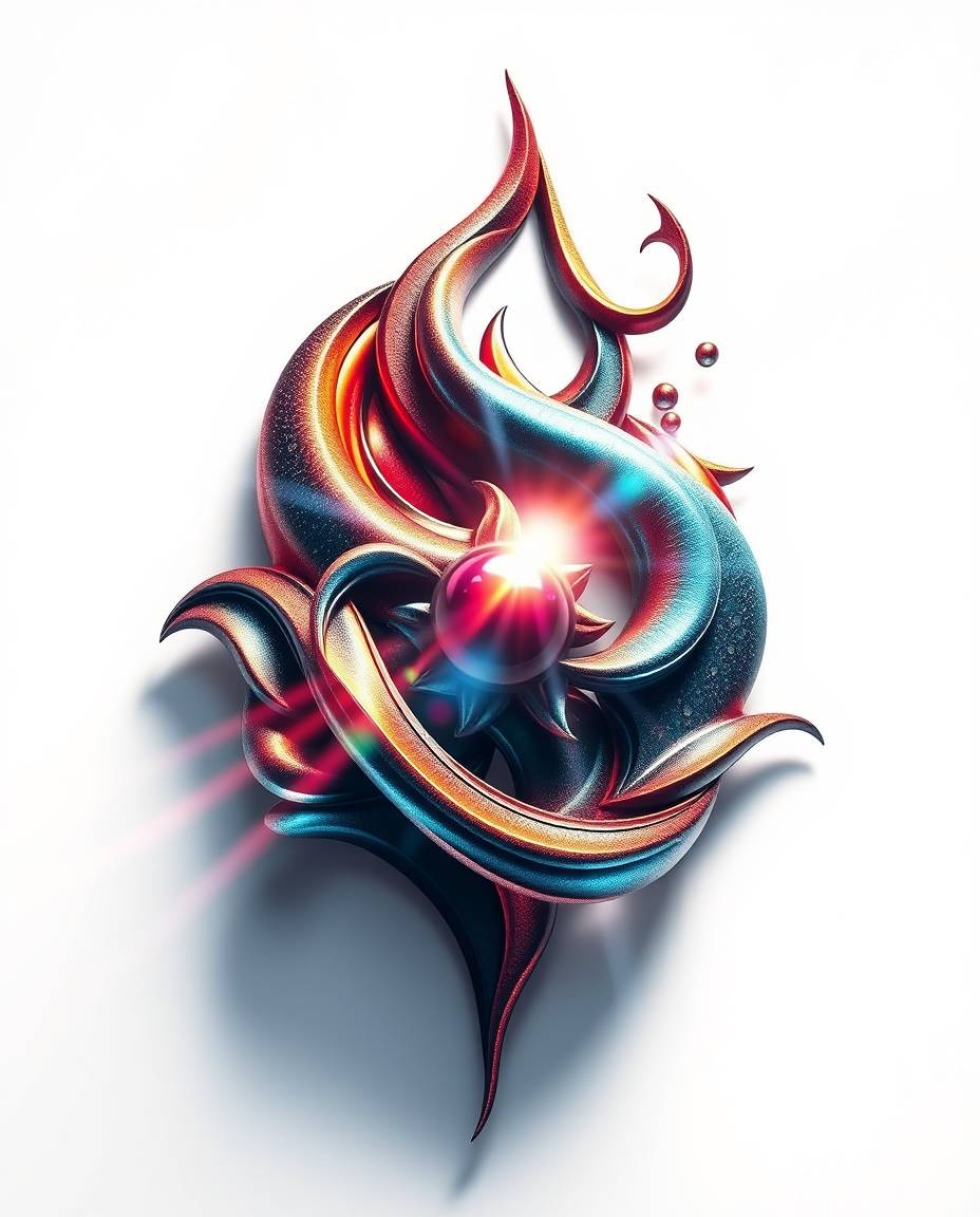 Explore captivating art featuring bright lens flares and extreme macro close-ups of symbolic traditional tattoo art prints. W