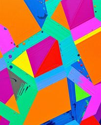 This bold acrylic painting features a tight close-up shot highlighting a seamless geometric pattern composed of hexagons and 