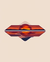 A sophisticated and elegant logo design features a sunset sky mirrored in tidal pools, artfully represented through geometric