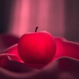 A classic black and white close-up ASMR image featuring a silhouetted pink peach with glistening condensation, resting delica