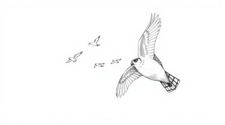 A captivating hand-drawn sketch depicts a blind owl, rendered in Pixar style with textured pencil strokes and soft, detailed 