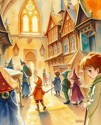 Experience the wonder of a magical school filled with young wizards in this delicate watercolor painting. An extreme macro cl