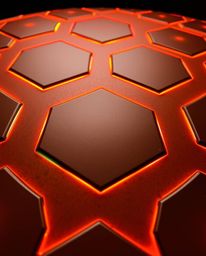 This captivating piece features a cast bronze surface adorned with a seamless geometric pattern of hexagons and triangles. Il