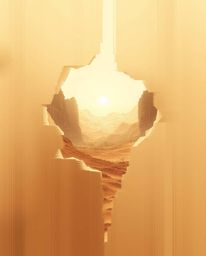 Explore a mesmerizing digital glitch landscape, breaking apart yet radiating an ethereal and spiritual vibe. This digital pai