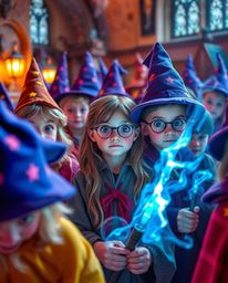 Discover a captivating world of a magical school brimming with adorable young wizards.  This enchanting setting boasts a char