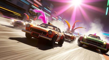 Experience a wacky and wild racing scene featuring outlandish cars in a modern, futuristic setting on a grand epic scale.  Th