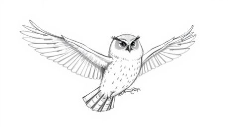 A heartwarming hand-drawn sketch in the style of Pixar depicts a blind owl bravely teaching birds how to fly.  Rendered with 