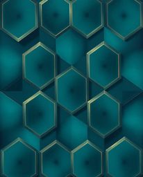 This artwork features a rich, deep teal color palette and a mesmerizing repetitive cube pattern inspired by Escher's impossib