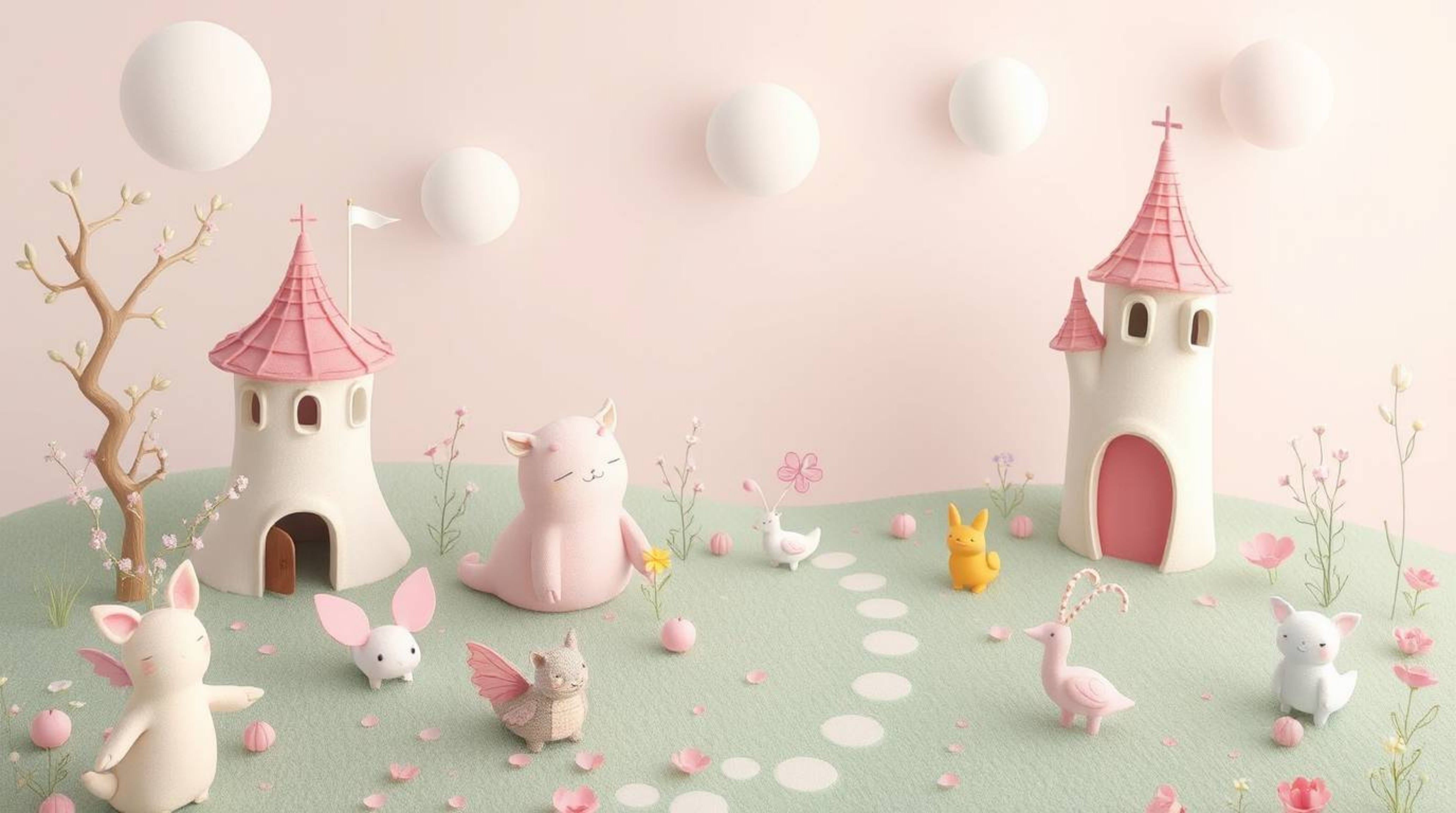 Immerse yourself in a gentle and soothing fantasy kingdom scene brought to life with soft pastel colors. This artwork depicts