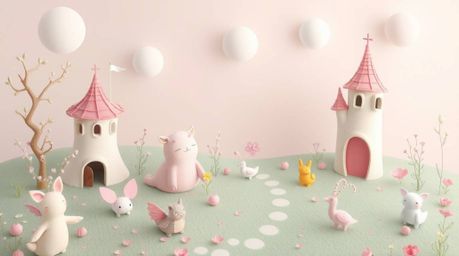 Immerse yourself in a gentle and soothing fantasy kingdom scene brought to life with soft pastel colors. This artwork depicts