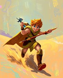 Embark on a captivating desert adventure with a brave hero rendered in a delightful Disney style. This artwork showcases irid