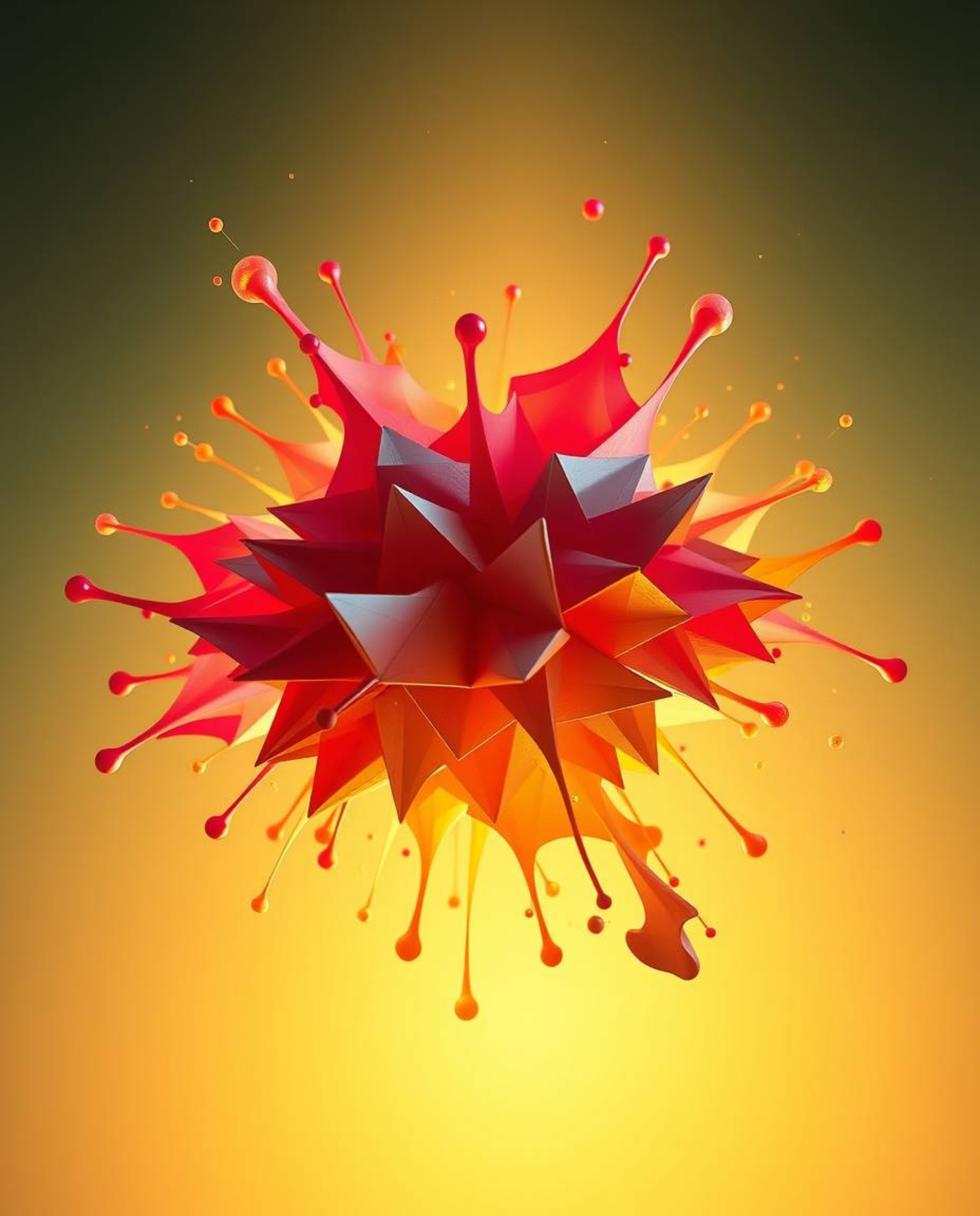 Explore a surreal digital art landscape featuring intricate origami style and abstract 3D colorful splash shapes floating in 
