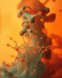 Experience a soft and dreamy atmosphere with warm terracotta hues contrasted against cool teal, reminiscent of ink dispersing
